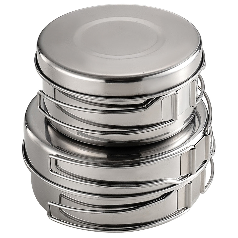 Camping Cooking Pot - 1 Set Outdoor-Camping-Kochgeschirr aus Edelstahl, tragbares,