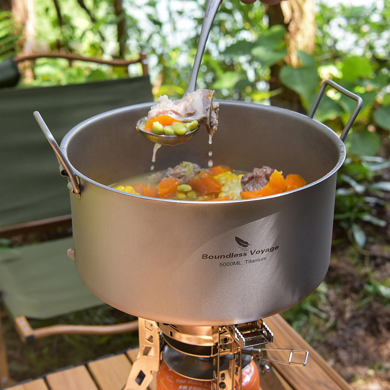 Camping Outdoor Cooking Equipment - Grenzenlose Reise Titan Topf 5,0 l