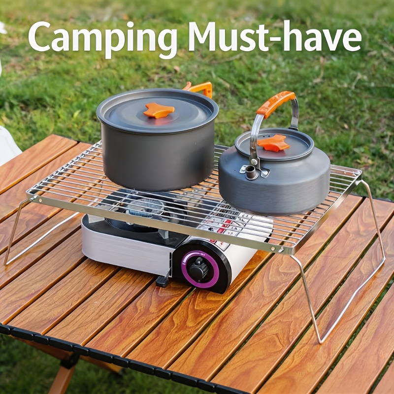 Camping Cooking Pot - Tragbarer, faltbarer Lagerfeuerständer aus Edelstahl –