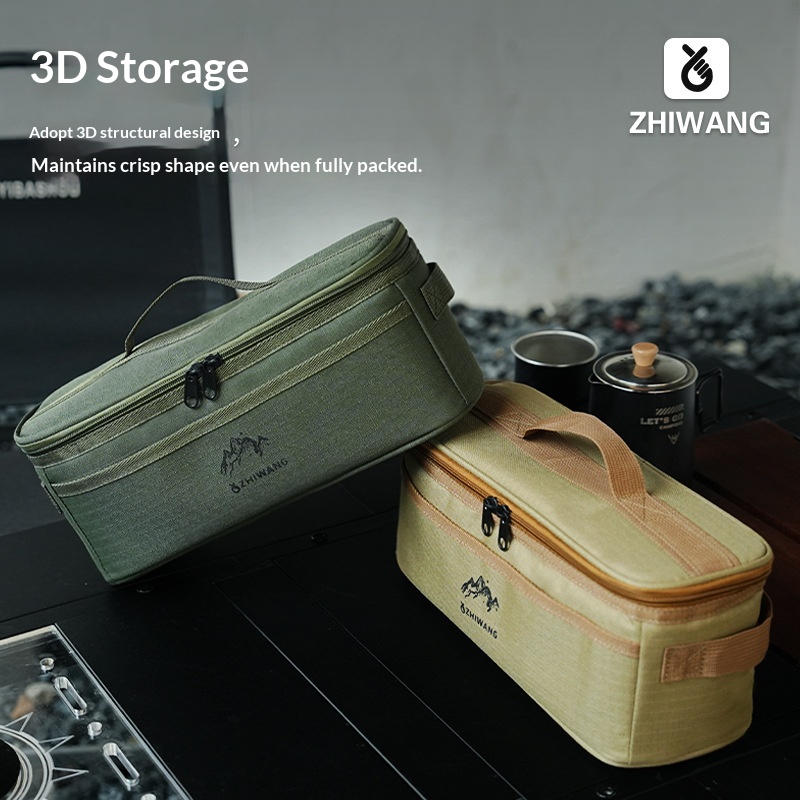 Camping Outdoor Cooking Equipment - Tragbare Multifunktionale Camping-Bestecktasche, Outdoor-Picknick-Kochgeschirr-Organizer für Reisen