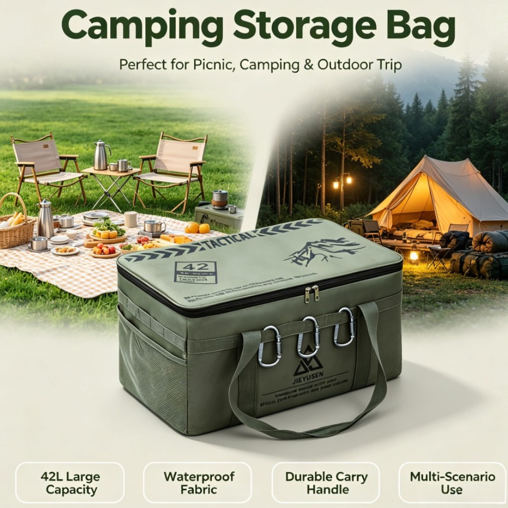 Camping Outdoor Cooking Equipment - 30/42L Faltbare Tragbare Outdoor-Picknick-Besteckaufbewahrungsbox Taktische Camping-Aufbewahrungstasche