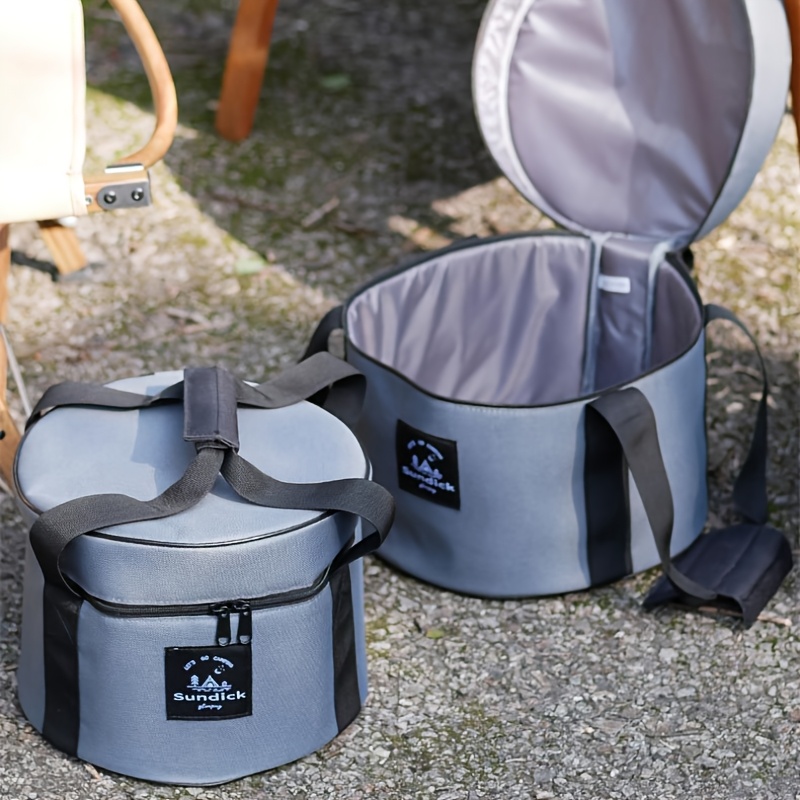 Camping Outdoor Cooking Equipment - Camping-Kochgeschirr-Aufbewahrungseimer mit Reißverschluss-Seitentasche, Tragbarer Outdoor-Ausrüstungsorganizer, Langlebiger